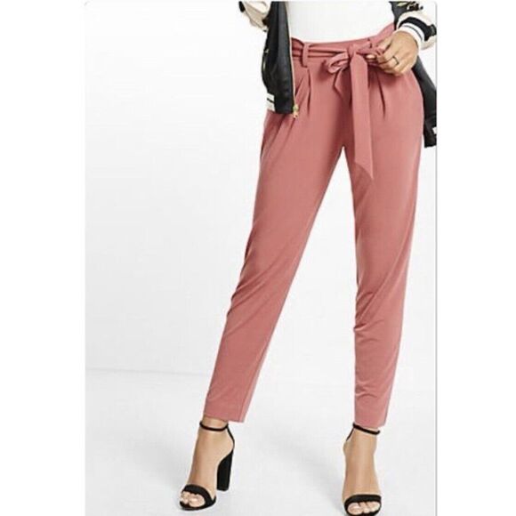 Express Mid Rise Paper bag Knit Pants - Size Small - Salmon Pink - Picture 11 of 11